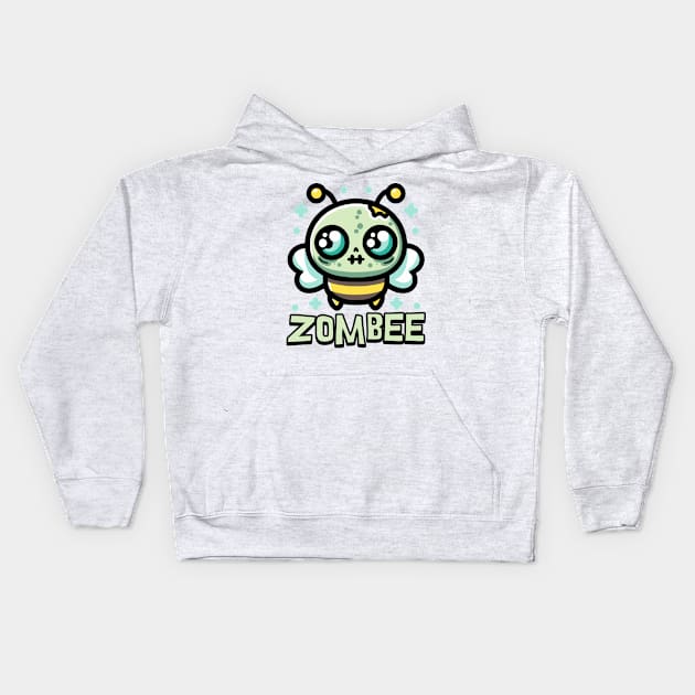 Zombee! Cute Zombie Bee Pun Kids Hoodie by Cute And Punny